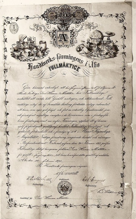 Kisällinkirja Karl Herman Mattlinille